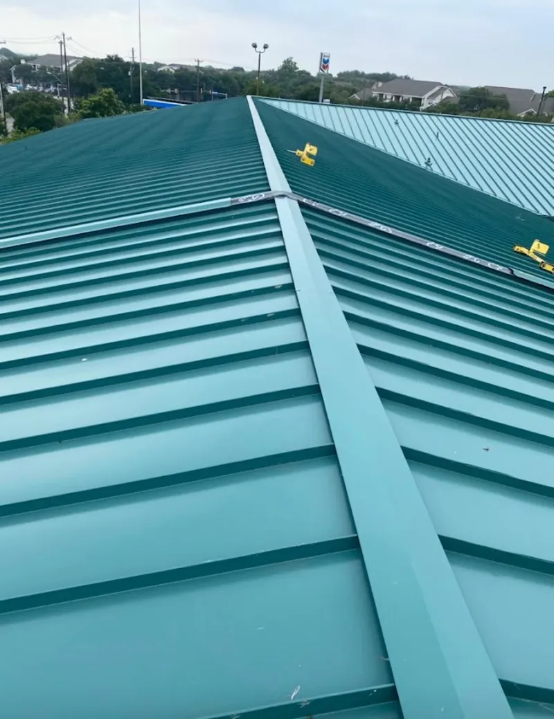 Green commercial metal roof ridge and valley for Metal Roof Repair in South Ogden
